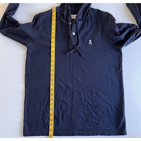 Psycho Bunny Men's Long Sleeve Placket Hoodie in Navy Pima Cotton Size Small EUC - Picture 7 of 8